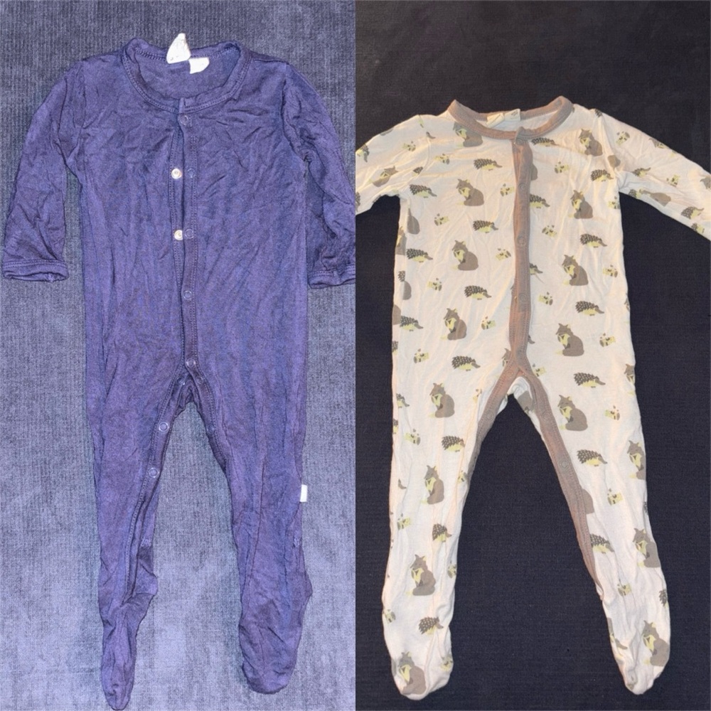 Kyte baby bamboo 0-3m lot navy woodland snap footie